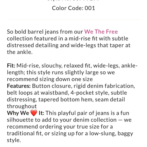 Free People We The Free Good Luck Barrel Jeans Black - Picture 4 of 13